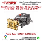 High Pressure Pump Max Pressure  120 Bar  12 Mpa  1740 psi Flow Rate  170 lpm  45.0 US GPM HAWK GXT1712SL SJ Pressurepro Hawk Pump O8I3 I95O O985 1