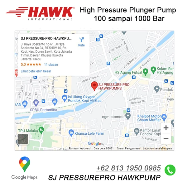 Pompa Hydrotest  120 Bar 12 lpm SJ PRESSUREPRO HAWK PUMPs 0811 913 2005 / (021) 8661 2083